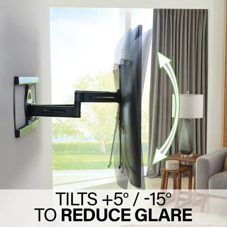 sanus VLF928 tv bracket tilts to reduce glare