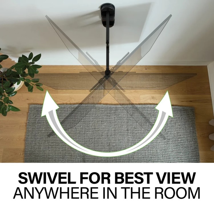 showing the swivel capabilities of the sanus VMF922 tv mount