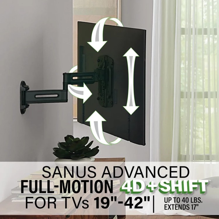 Sanus VSF917 full motion bracket for TVs 19"-42"